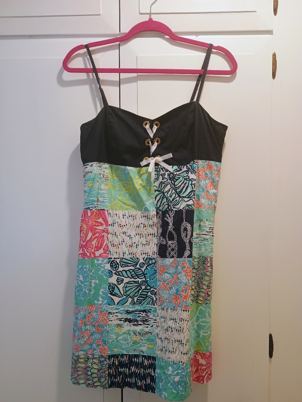 Lilly Pulitzer Rilee Patchwork Dress Sz 12 Coastal Preppy Nautical - Picture 2 of 10